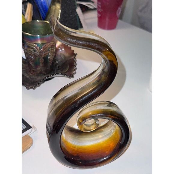 Brown black glass snake shape Murano style - Picture 10 of 13